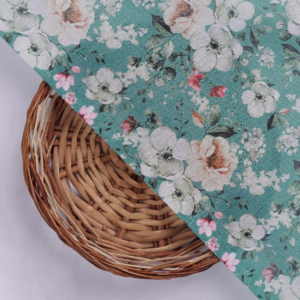 Teal Tusser Silk with Blooming Floral Print – ts 0 ma017213 110 3