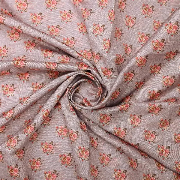 Grey Rose Print Tusser Silk Fabric – ts 0 ma017244 110 2 - alternate view