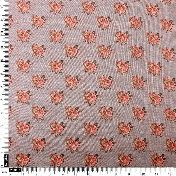 Grey Rose Print Tusser Silk Fabric – ts 0 ma017244 110 4