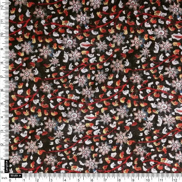 Black Tusser Silk with Ditsy Floral Print – ts 0 ma021069 110 4