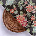 Black Tusser Silk with Red Floral Print – ts 0 ma021140 110 3