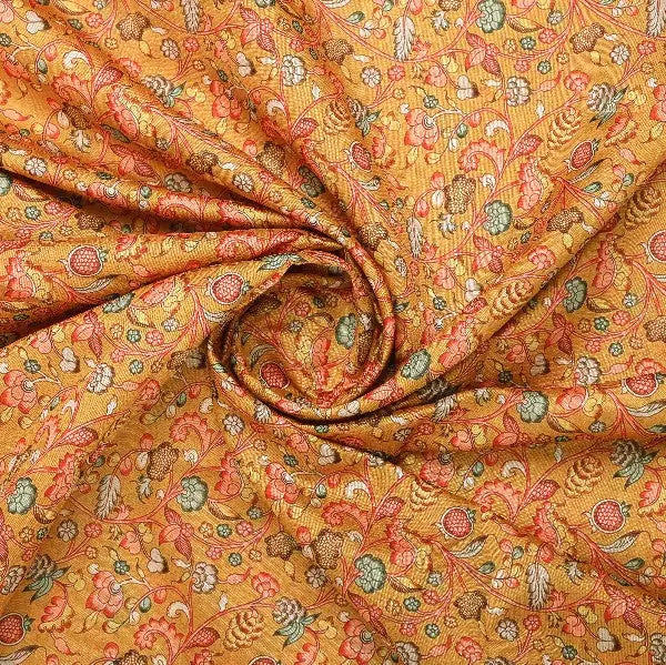 Mustard Gold Floral Tusser Silk Fabric – ts 0 ma021149 110 2