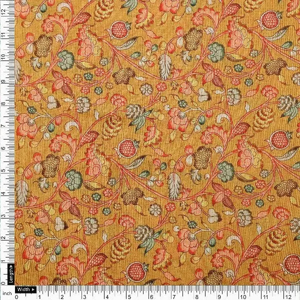 Mustard Gold Floral Tusser Silk Fabric – ts 0 ma021149 110 4