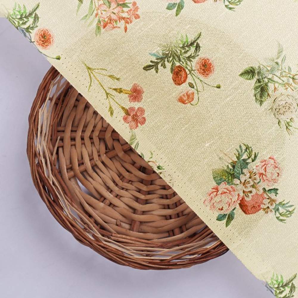Cream Floral Printed Tusser Silk Fabric – ts 0 ma021995 110 3