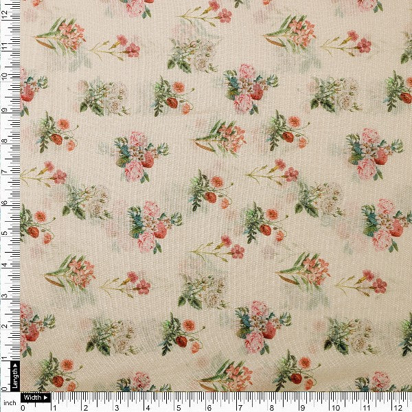 Cream Floral Printed Tusser Silk Fabric – ts 0 ma021995 110 4