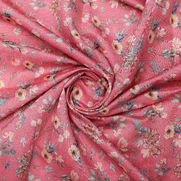 Pink Floral Tusser Silk Fabric – ts 0 ma021996 110 2