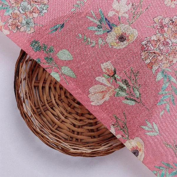 Pink Floral Tusser Silk Fabric – ts 0 ma021996 110 3