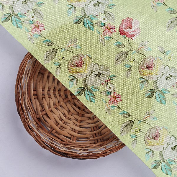 Lime Green Tusser Silk Floral Print Fabric – ts 0 ma021998 110 3