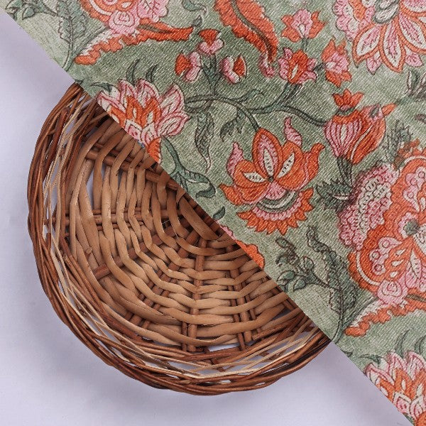 Green & Red Floral Printed Tusser Silk – ts 0 ma022576 110 3