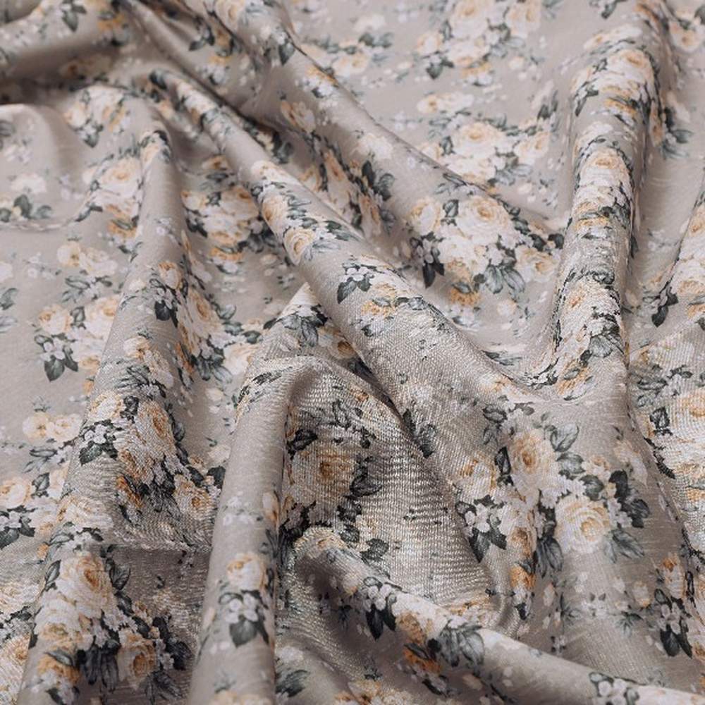 Tusser Silk Floral Print Fabric, Grey – ts 0 ma022748 110 1