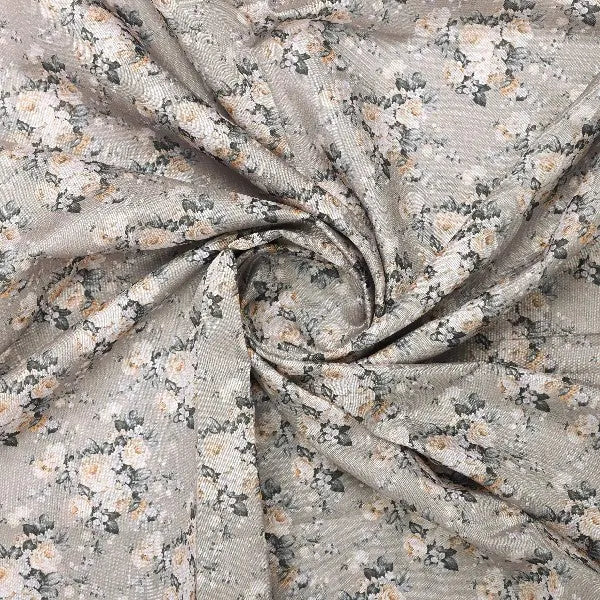 Tusser Silk Floral Print Fabric, Grey – ts 0 ma022748 110 2 - alternate view