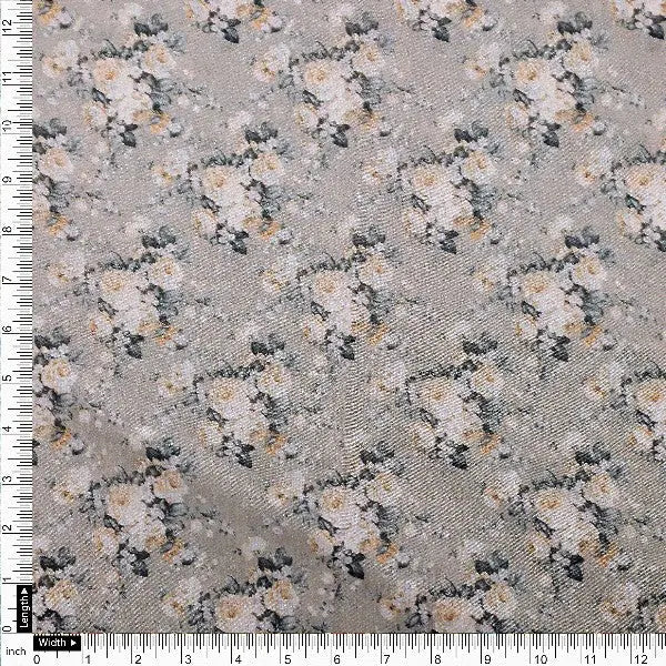 Tusser Silk Floral Print Fabric, Grey – ts 0 ma022748 110 4