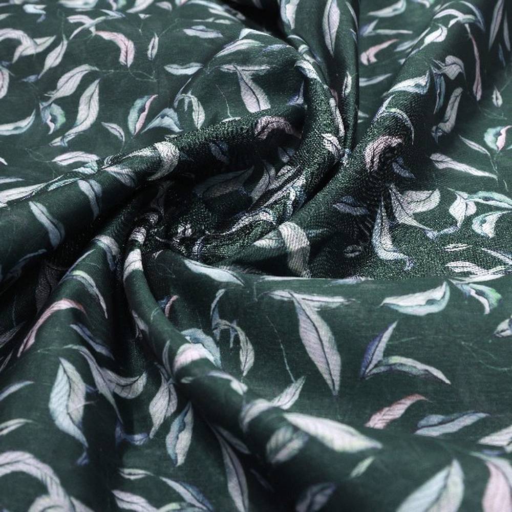 Green Tusser Silk Leaf Print Fabric – ts 0 ma023588 110 1