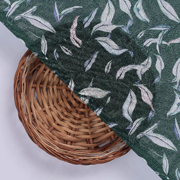 Green Tusser Silk Leaf Print Fabric – ts 0 ma023588 110 3