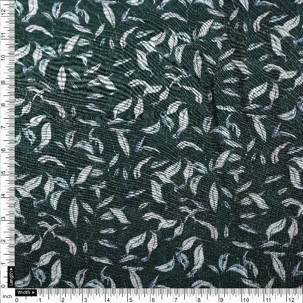 Green Tusser Silk Leaf Print Fabric – ts 0 ma023588 110 4