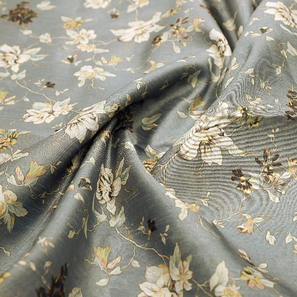 Grey Floral Tusser Silk Fabric – ts 0 ma024020 110 1