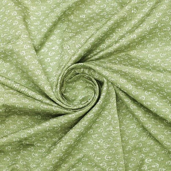 Green Anchor Print Tusser Silk Fabric – ts 0 ma08512 110 2 - alternate view