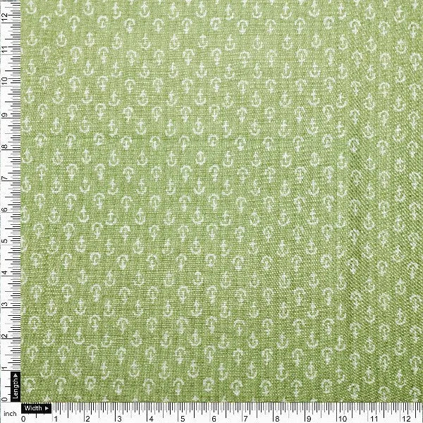 Green Anchor Print Tusser Silk Fabric – ts 0 ma08512 110 4