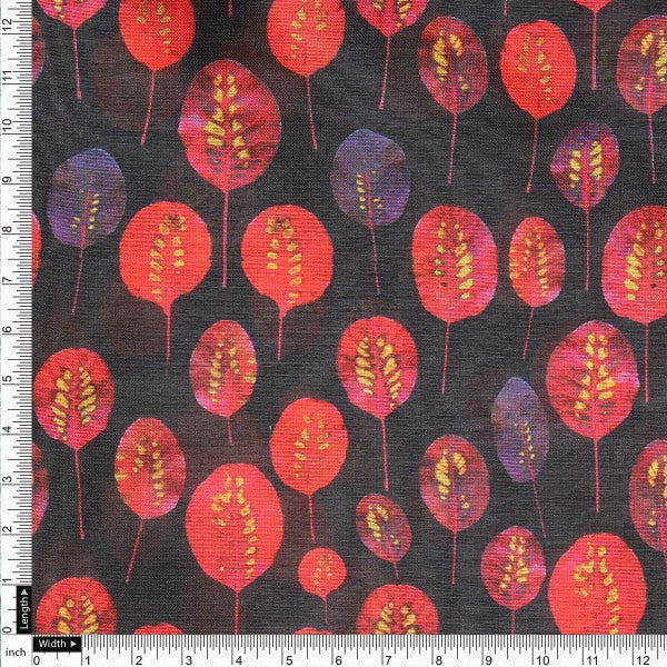 Red & Purple Autumn Leaves Printed Tusser Silk Fabric – ts 0 ma0853 110 4