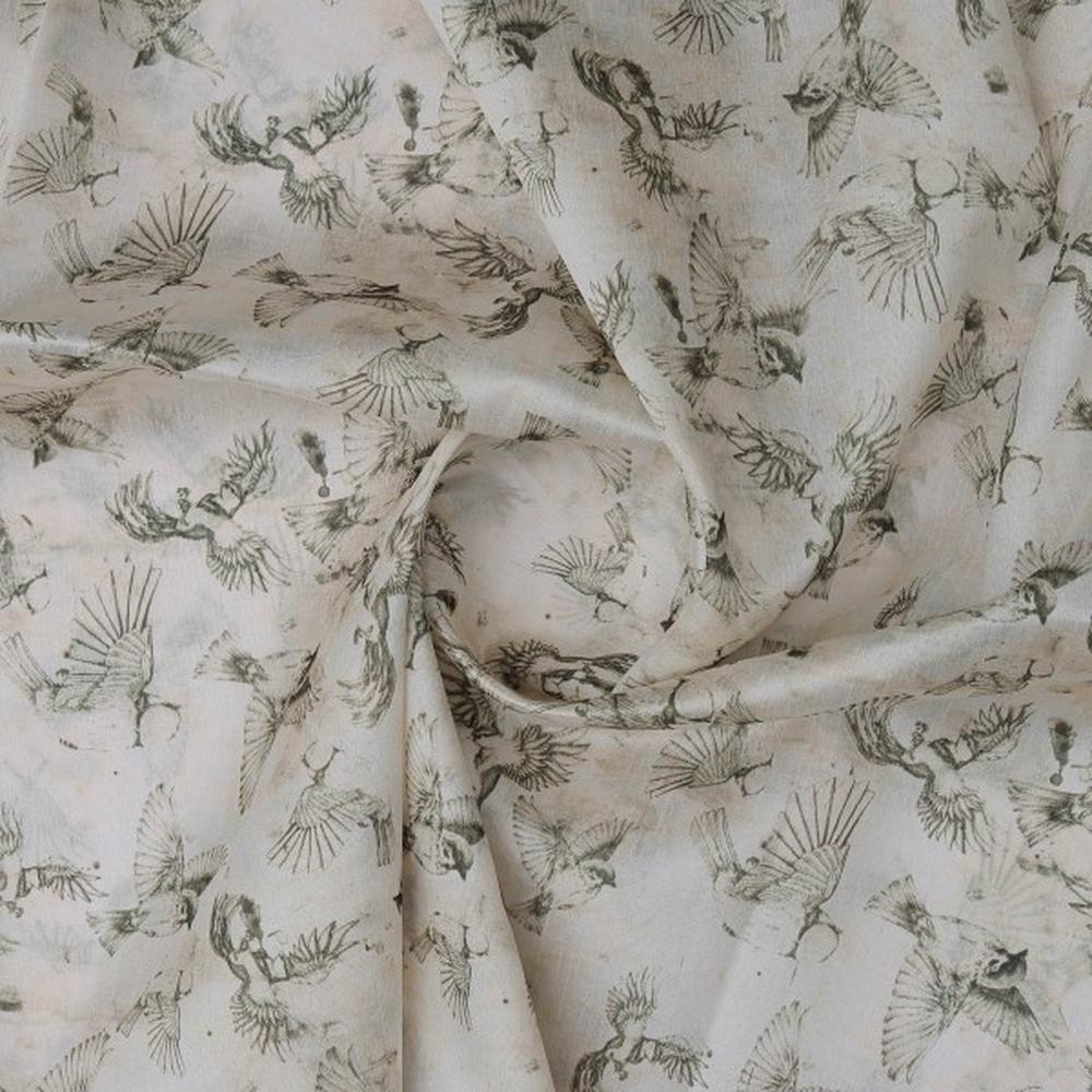 Sketch-style Flying Birds Printed Tusser Silk Fabric – ts 0 ta0031 110 2