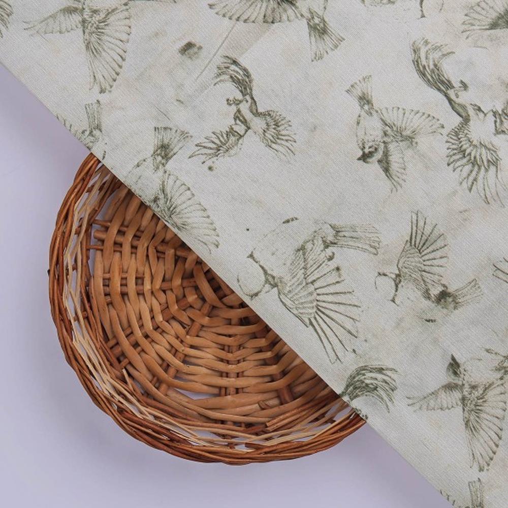 Sketch-style Flying Birds Printed Tusser Silk Fabric – ts 0 ta0031 110 3