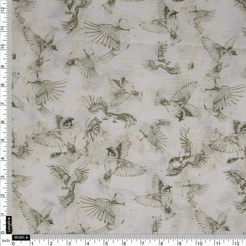 Sketch-style Flying Birds Printed Tusser Silk Fabric – ts 0 ta0031 110 4