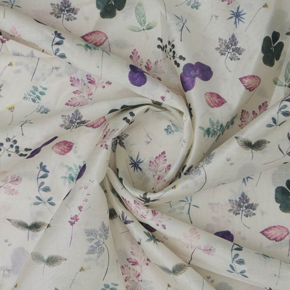 Botanical Leaves & Flora Printed Tusser Silk Fabric – ts 0 ta0067 110 2 8675bf10 157b 4968 abf1 70a2c091ada2