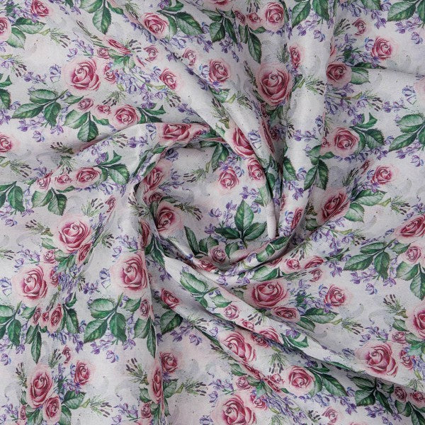 Pink Rose & Lavender Garden Tusser Silk Print Fabric – ts 0 ta0261 110 2