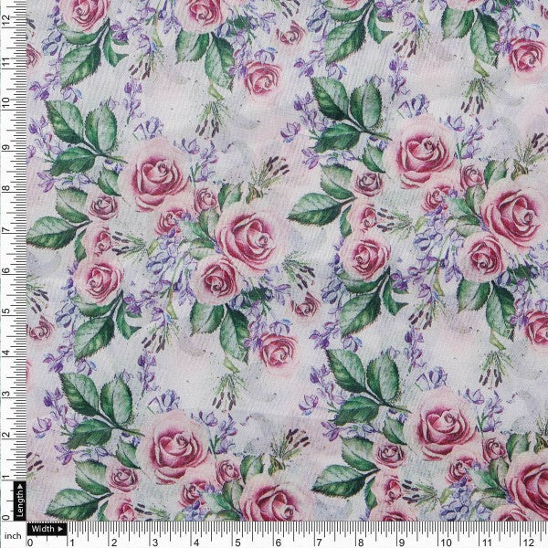 Pink Rose & Lavender Garden Tusser Silk Print Fabric – ts 0 ta0261 110 4