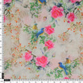 Vibrant Bird & Pink Rose Garden Tusser Silk Fabric – ts 0 ta0320 110 4