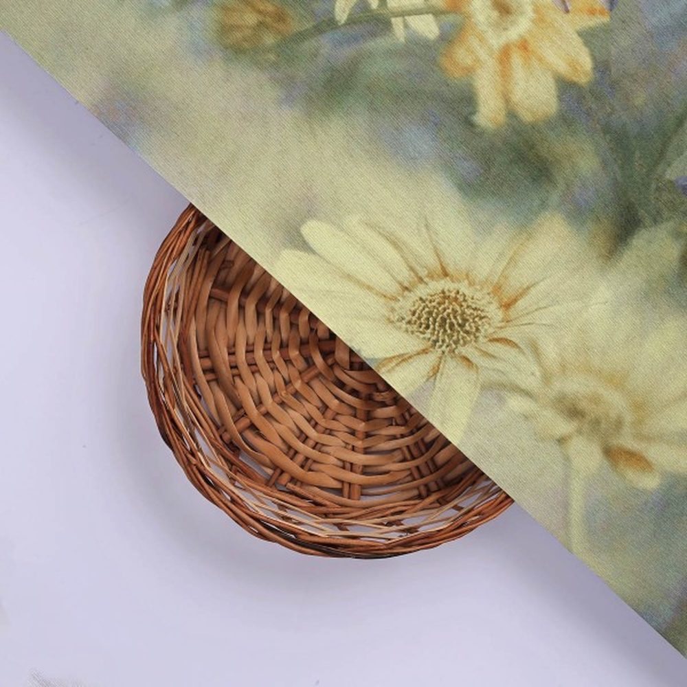 Vintage Daisy Floral Print Grey Tusser Silk Fabric – ts 0 ta05171 110 3