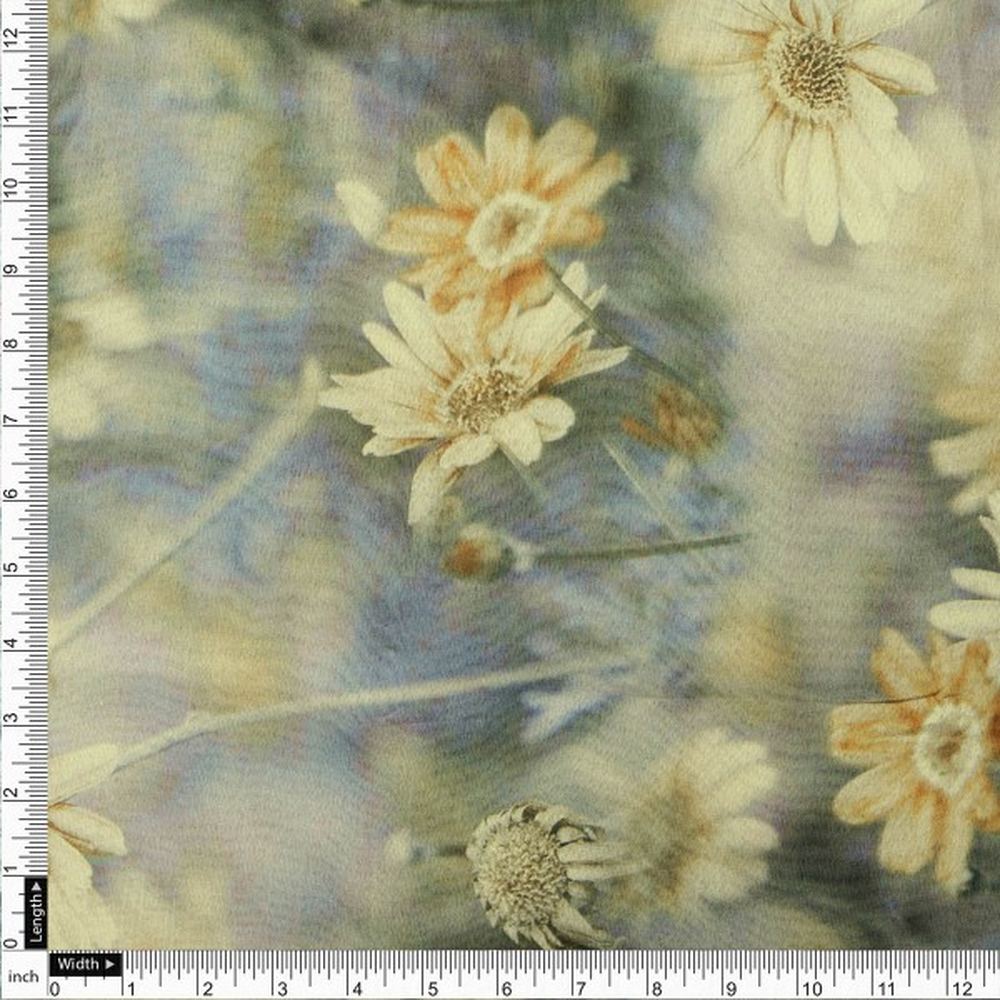 Vintage Daisy Floral Print Grey Tusser Silk Fabric – ts 0 ta05171 110 4