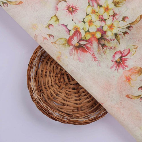 Blush Pink Watercolour Floral Print Tusser Silk Fabric – ts 0 ta05194 110 3