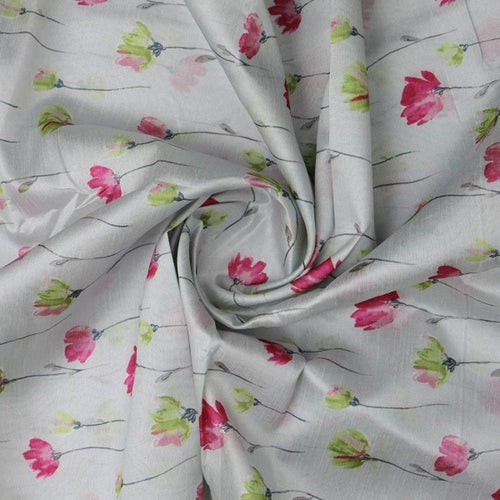 Pink & Green Watercolour Floral Tusser Silk Fabric – ts 0 ta05302 110 2