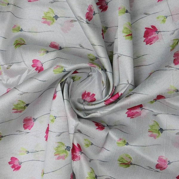 Pink & Green Watercolour Floral Tusser Silk Fabric – ts 0 ta05302 110 2 - alternate view