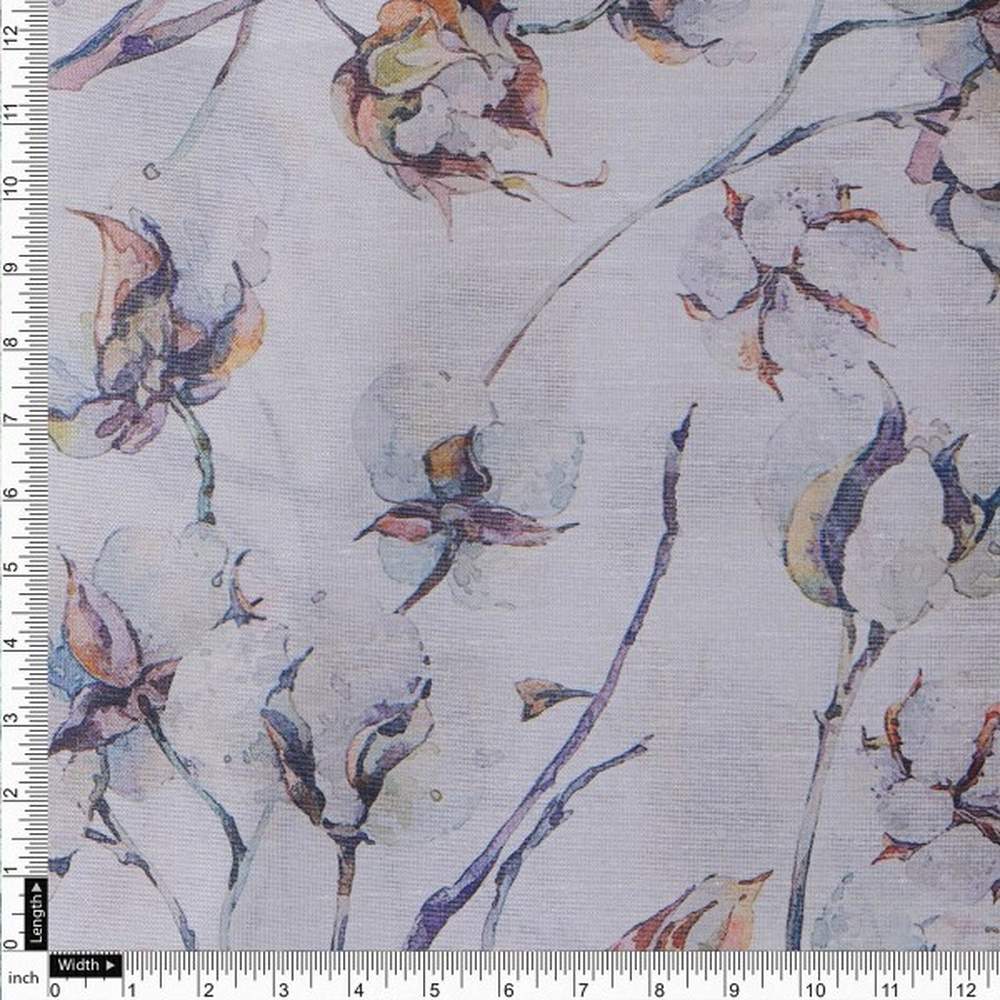 Elegant Watercolour Cotton Print Tusser Silk Fabric