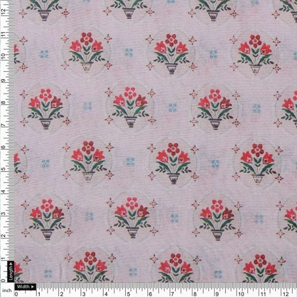 Vintage Floral Bouquet Print on Pink Tusser Silk Fabric – ts 0 ta05887 110 4