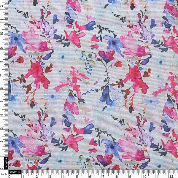Vibrant Watercolour Floral on Soft Tusser Silk Fabric – ts 0 ta1221 110 4