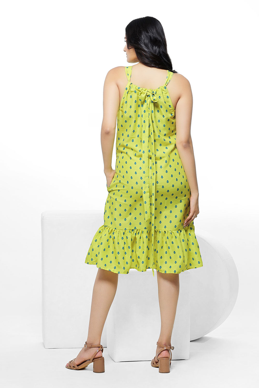 Yellow Print With Lime Color Maxi