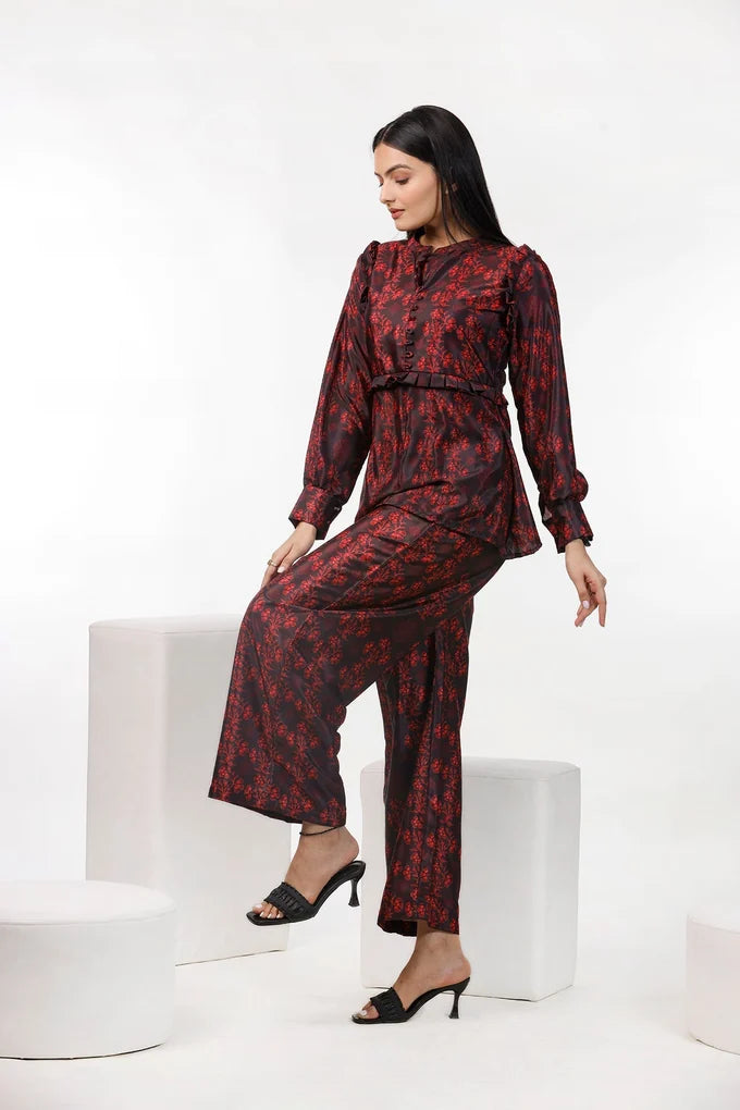 Redish Floral Print Co Ord Set – 37.2
