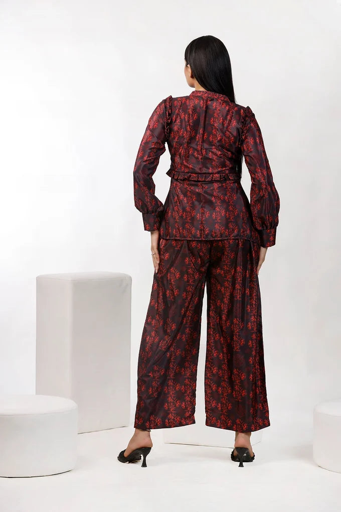 Redish Floral Print Co Ord Set – 37.3