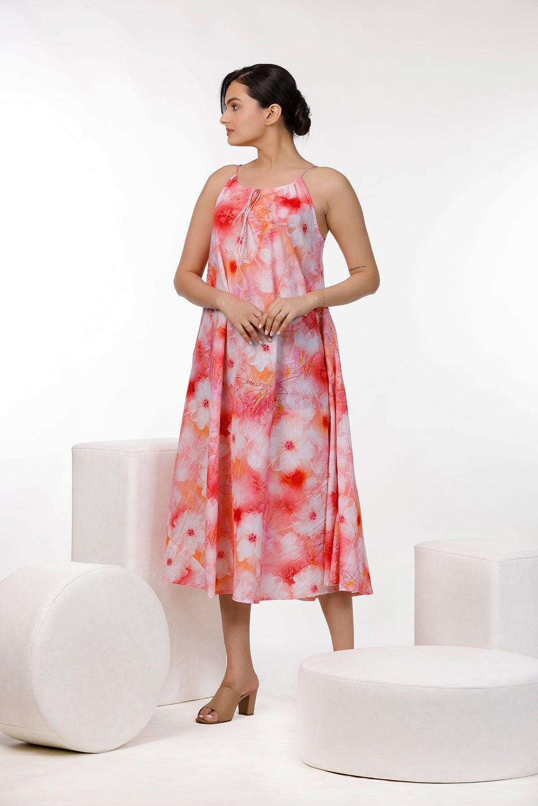 Multi Color Floral Print Maxi Dress