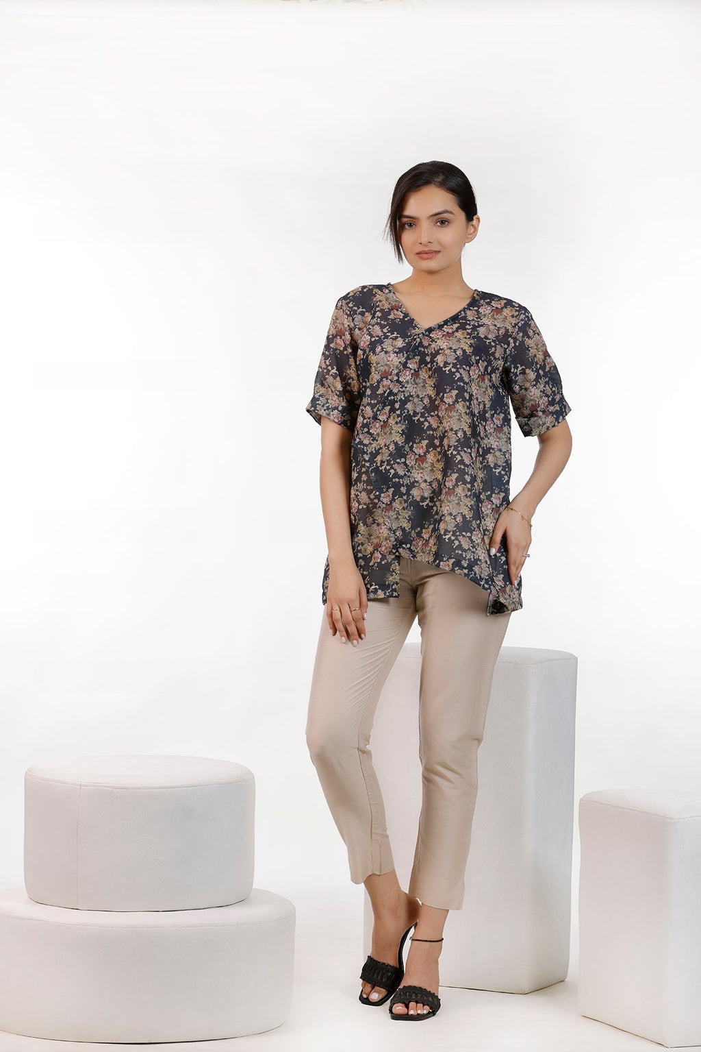 Black Floral Print Top – 53.1