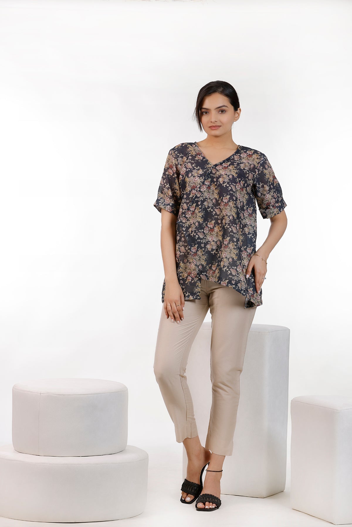 Black Floral Print Top – 53.1