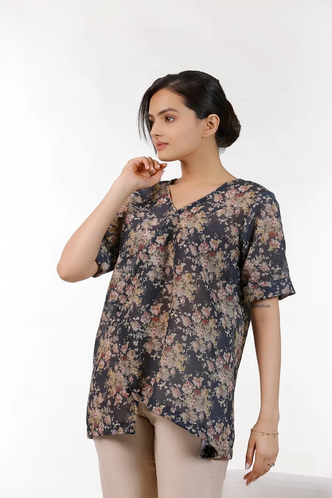 Black Floral Print Top – 53.2