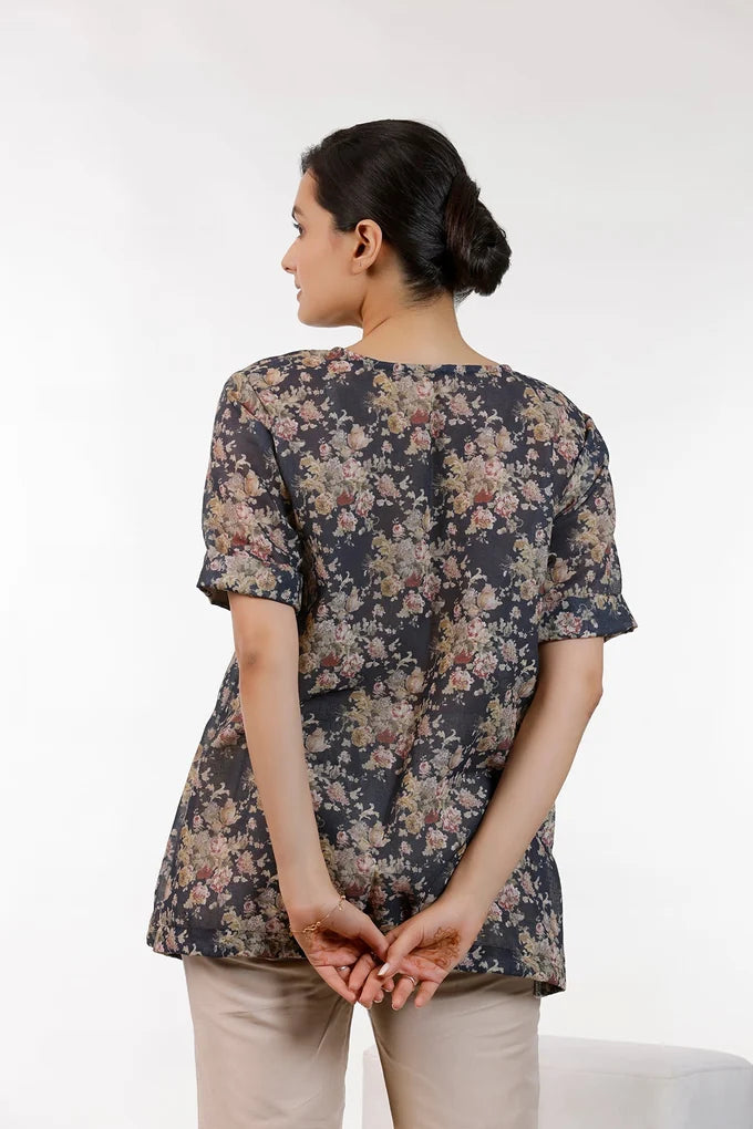 Black Floral Print Top – 53.3